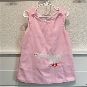 Vintage Pink Sleeveless Dress with Goose Appliqué